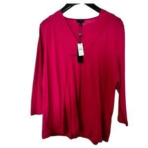 NEW Talbots Deep Cherry V-Neck Tee, XL